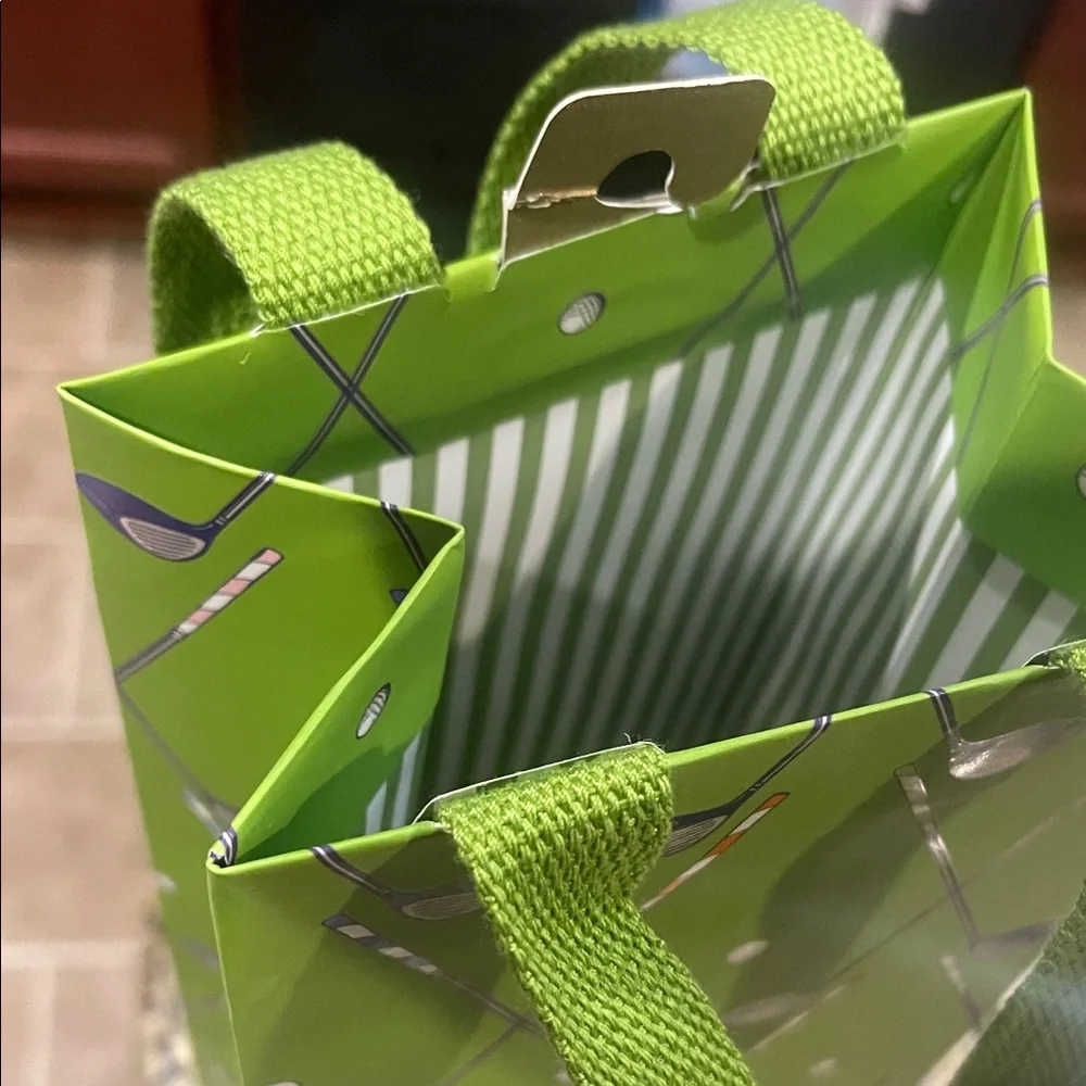 Golf Club Pattern Lime Green Wine Gift Bag